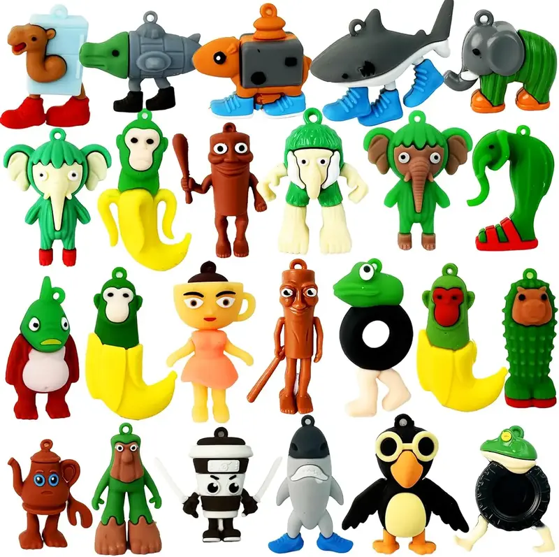 24pcs Italian Brainrot Toys, Tralalero Tralala Action Figure,Brainrot Meme Shark Figures Toys 2.5in,Funny Animals,Unique Key ...