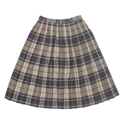 JH COLLECTIBLES Womens Pleated Skirt Brown Midi Wool Check S