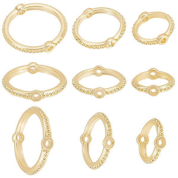 Beebeecraft 1 Box 30Pcs 3 Size Round Bead Frames 14K Gold Plated Double Hole Circle Bead Frames for Earring Bracelet Necklace...