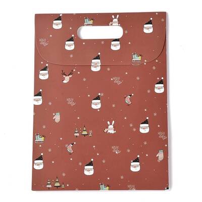 Christmas Themed Pattern Rectangle Kraft Paper Flip Bags