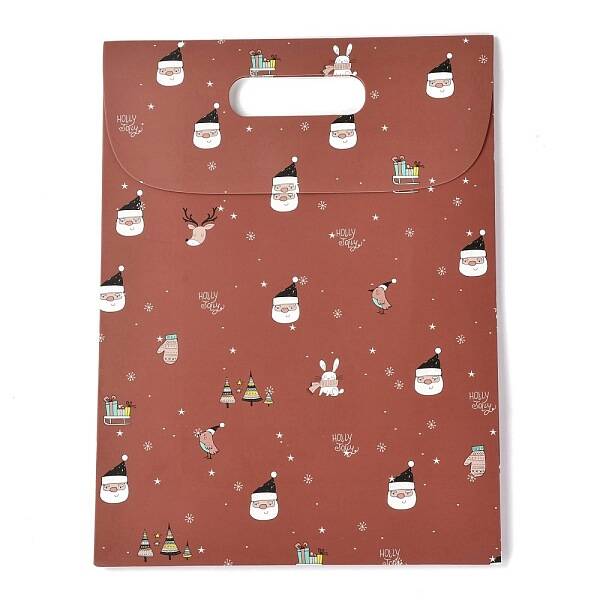 Christmas Themed Pattern Rectangle Kraft Paper Flip Bags