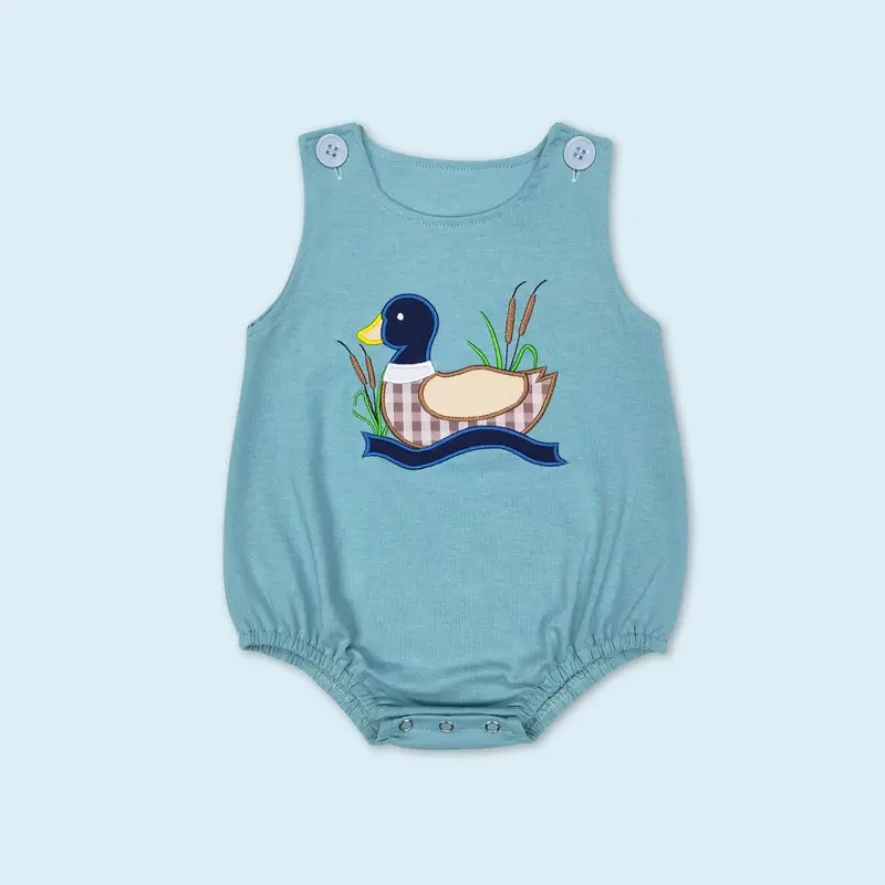 Hunting season baby boy mallard duck sleeveless romper