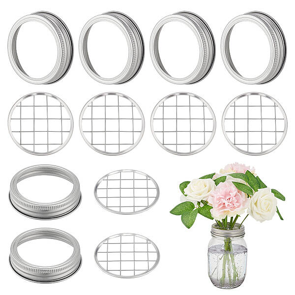 2 Style Galvanized Iron with 304 Stainless Steel Mason Jar Flower Frog Lid