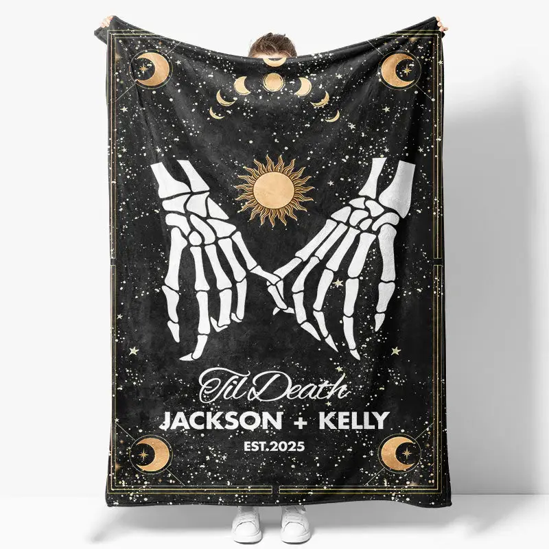 Skeleton Till Death Halloween Custom Name Blanket
