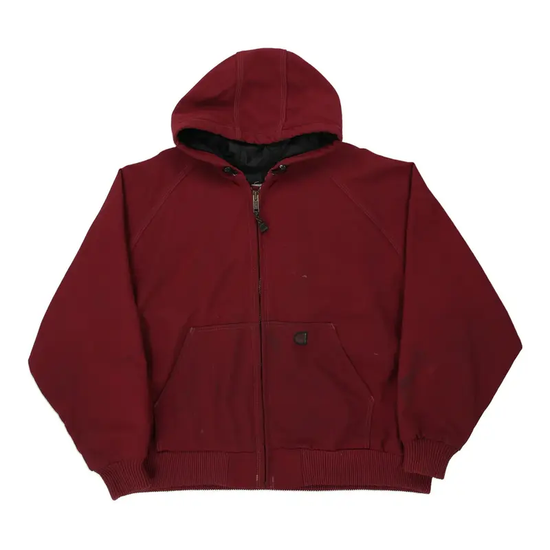 Carhartt Hoodie - 2XL Burgundy Cotton Blend