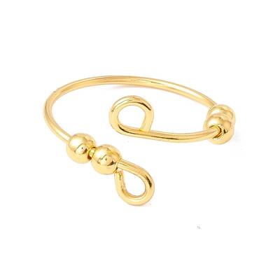 304 Stainless Steel Rotating Beaded Open Cuff Ring