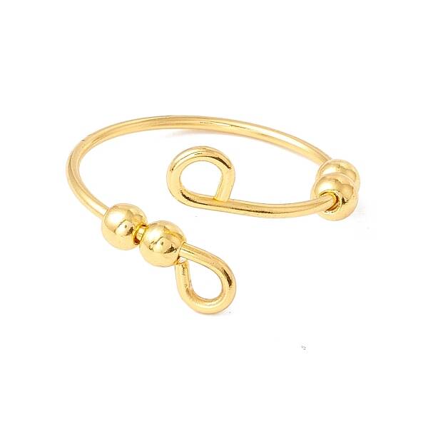 304 Stainless Steel Rotating Beaded Open Cuff Ring