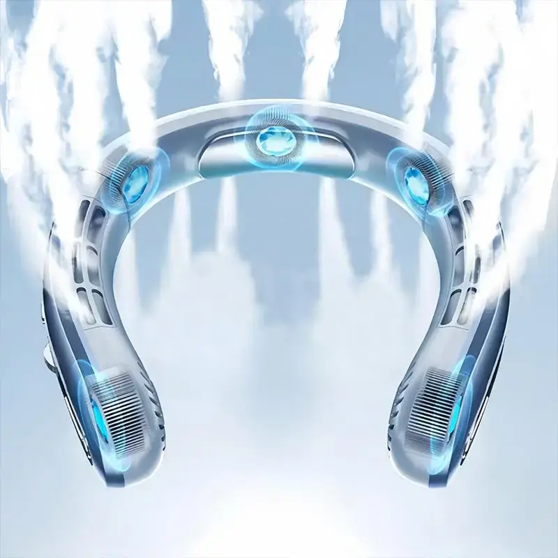 USB Rechargeable Neck Fan, 100 Wind Speed Adjustment Neck Fan with LED Display, Portable Neck Fan for Sports, Travel, Summer ...