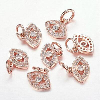 CZ Brass Micro Pave Cubic Zirconia Evil Eye Charms
