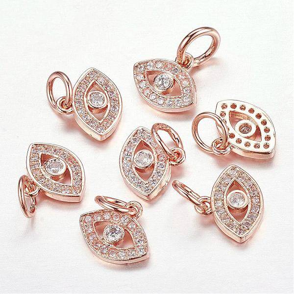 CZ Brass Micro Pave Cubic Zirconia Evil Eye Charms
