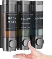 Shampoo and Conditioner Dispenser,Unisense Shower Soap Dispenser Transparent 3 Chamber No Drill Wall-Mounted Shampoo Dispense...