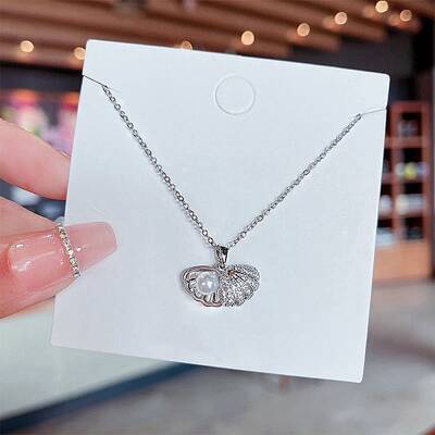 Rhinestone and Plastic Pearl Pendant Necklaces