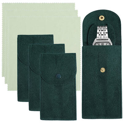3 Sets Rectangle Velvet Single Watch Storage Bags