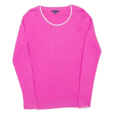 TOMMY HILFIGER Womens Jumper Pink Tight Knit L