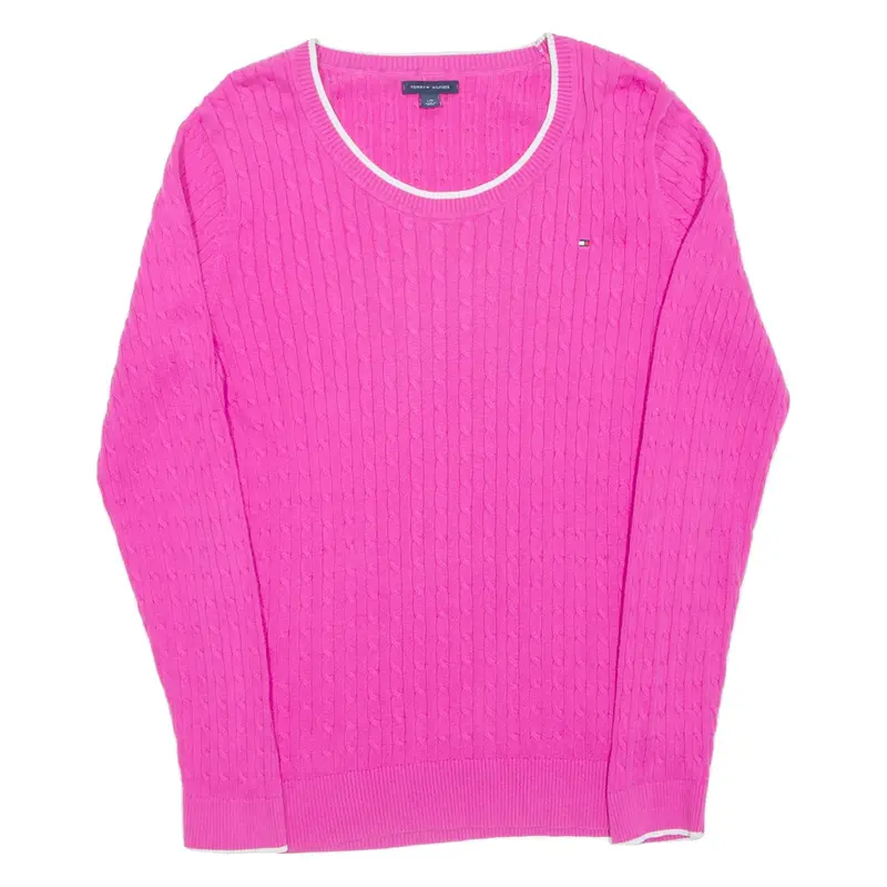 TOMMY HILFIGER Womens Jumper Pink Tight Knit L