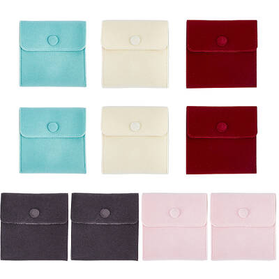 10Pcs 5 Colors Square Velvet Jewelry Bags