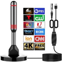 Digital TV Antenna, 1 Box HD HDTV Antenna with Base & Cable, Long Distance Receiving Local Channels, TV Antenna for Smart TV,...