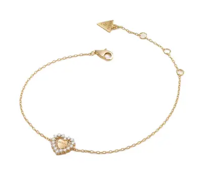 Guess Bracciale In Argento Sterling Placcato Oro Heart Jardin Jsbb04454Jwyg - Lunghezza: 18,5 Cm
