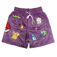 Pokemon Patch Shorts Workout Sport Knee Pants with Pockets Athletic Summer Shorts with Pockets