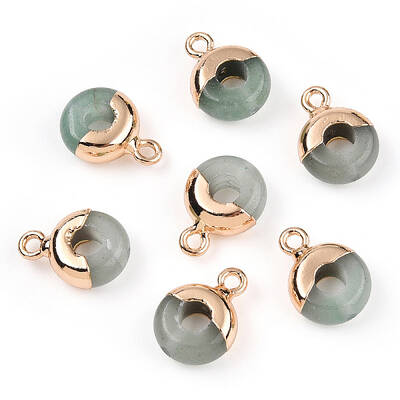 Natural Green Aventurine Flat Round/Donut Charms