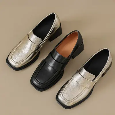 CHIKO Arnina Square Toe Block Heels Loafers Shoes