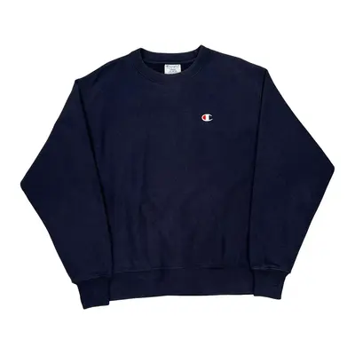 Reverse Weave Champion Sweatshirt - Large Navy Cotton