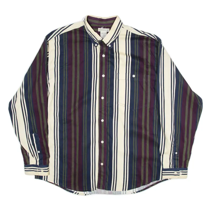 MERONA Mens Shirt Blue Striped Long Sleeve XL