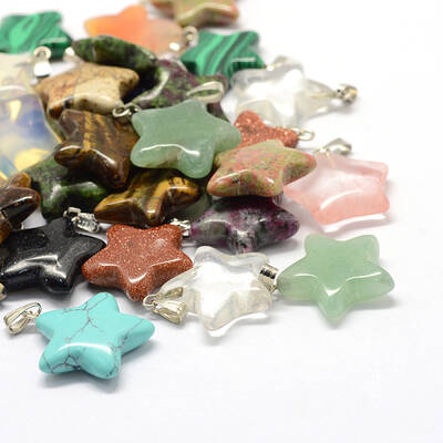 Star Natural & Synthetic Mixed Stone Pendants