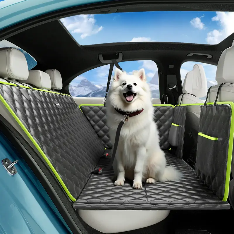 Dog Car Seat Cover for Back Seat,Upgraded Sofa Leather, hard bottom Blanket Carrier