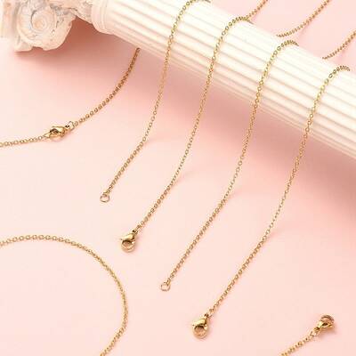 10Pcs Ion Plating(IP) 304 Stainless Steel Cable Chain Necklaces Set for Men Women