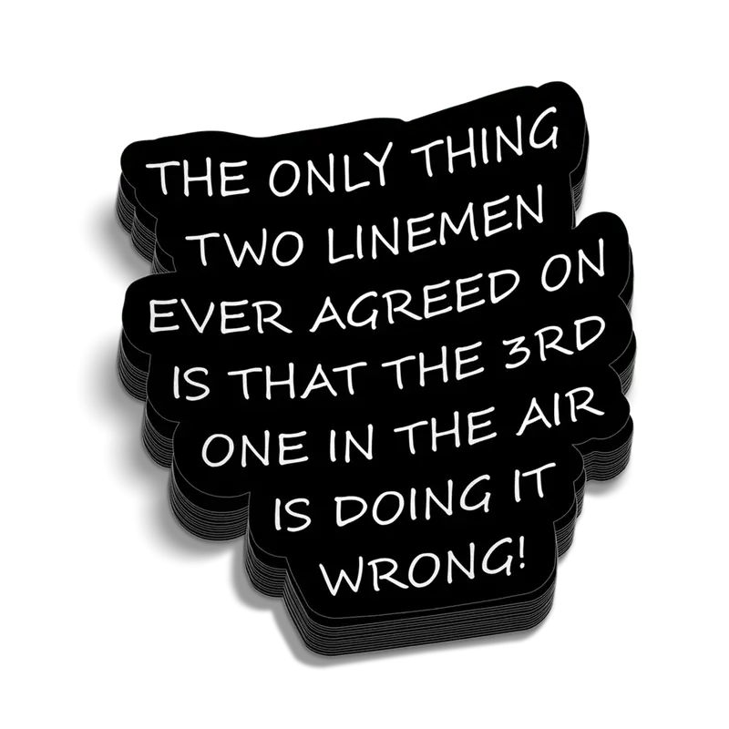 Two Linemen Hard Hat Decal