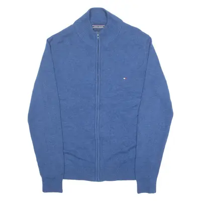 TOMMY HILFIGER Mens Jumper Blue High Neck Tight Knit Wool L