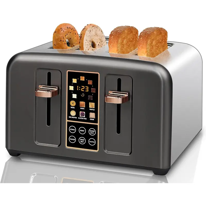 6 Bread Selection,Toaster 4 Slice, Stainless Toaster LCD Display &Touch Buttons,  7 Shade Settings, 1.5''Wide Slots Toaster, ...