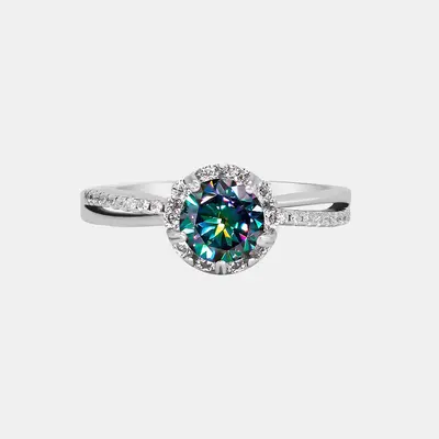 【215】1CT Coloured Synthetic Moissanite Flower Ring – Elegant Vintage Floral Ring for Women, Perfect Wedding/Anniversary...