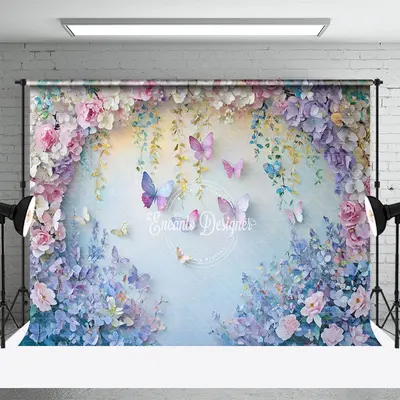 Aperturee Colorful Floral Butterfly Fine Art Photo Backdrop, 3X2FT(1MX0.6M), 14 USD, fine art backdrops, ENHD1J48-M