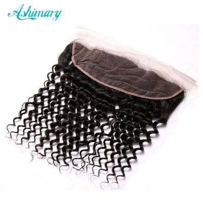 Deep Wave 13*4 Lace Frontal Natural Black 100% Human Hair-AshimaryHair.com