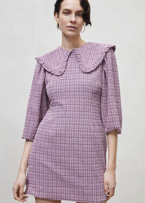 Women checked mini dress - Mauve | Size: M