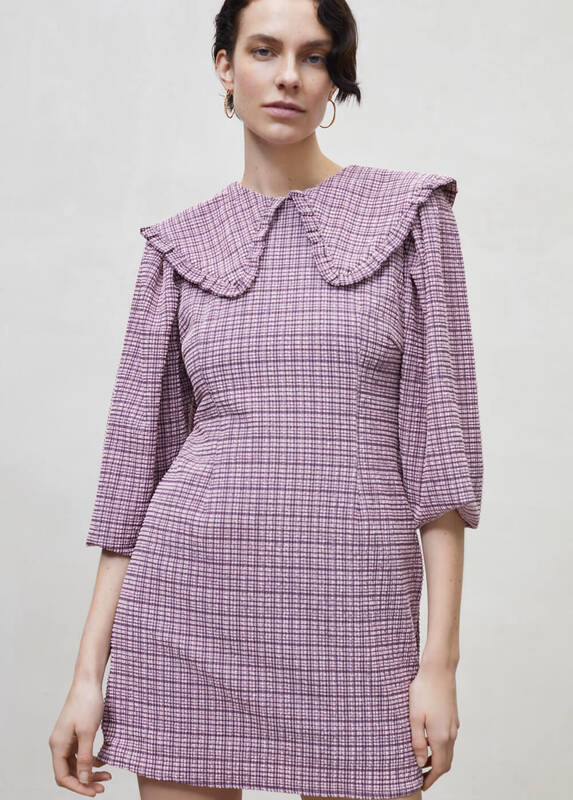 Women checked mini dress - Mauve | Size: M