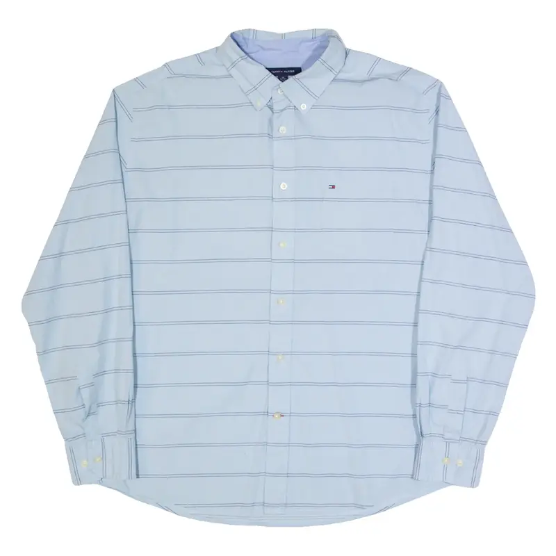 TOMMY HILFIGER Mens Shirt Blue Striped Long Sleeve XL
