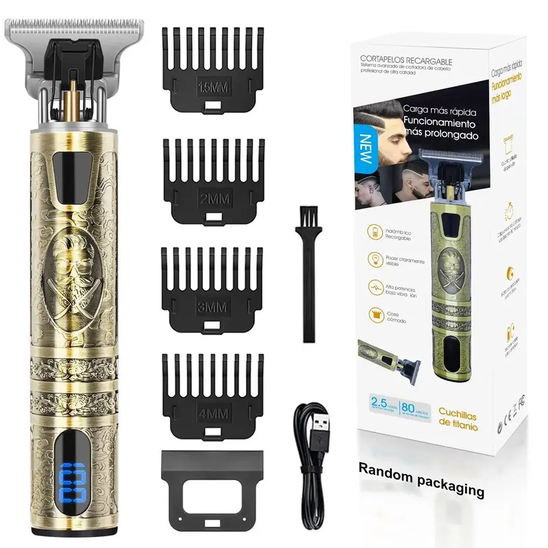 Electric Hair Clipper Set with LED Display, Cordless Hair Clipper & Limit Combs & Brush, Hair Styling Tools for Men