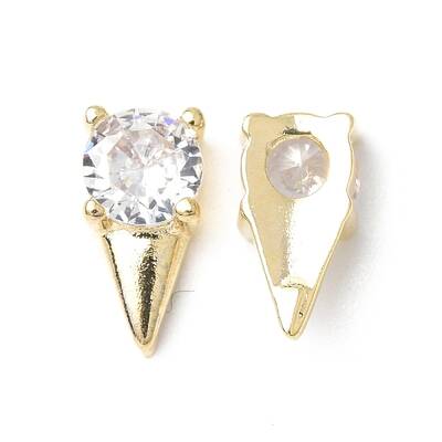 Brass Micro Pave Clear Cubic Zirconia Cabochons