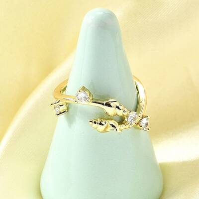 Ocean Theme Brass Micro Pave Cubic Zirconia Cuff Rings for Women