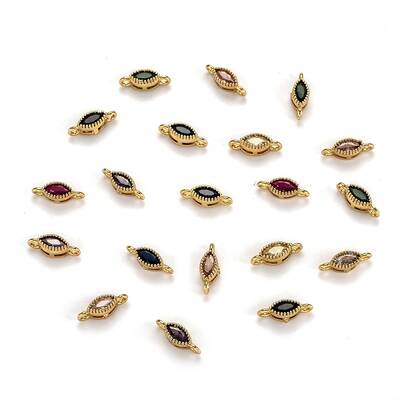 Real 18K Gold Plated Brass Micro Pave Cubic Zirconia Links Connectors