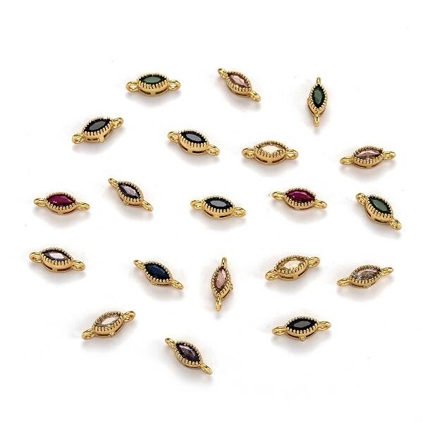 Real 18K Gold Plated Brass Micro Pave Cubic Zirconia Links Connectors