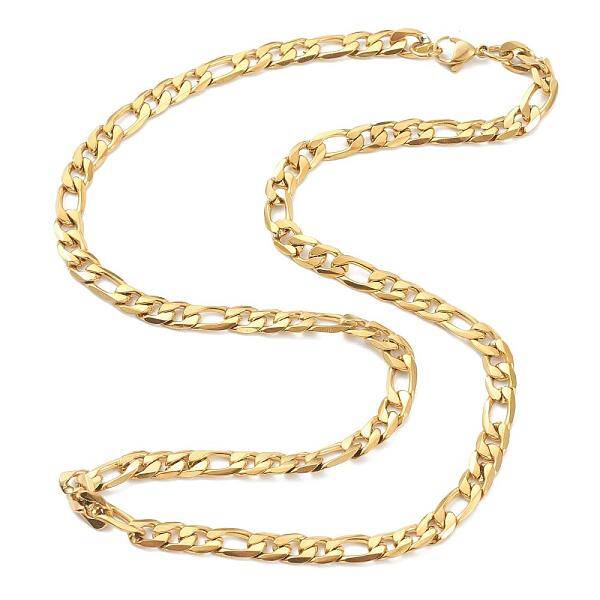 PVD Vacuum Plating 304 Stainless Steel Figaro Chain Necklaces