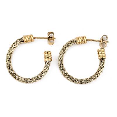 Ion Plating(IP) 304 Stainless Steel Twist Stud Earrings for Women