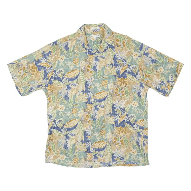 PIERRE CARDIN Shirt Green Floral Short Sleeve Mens L