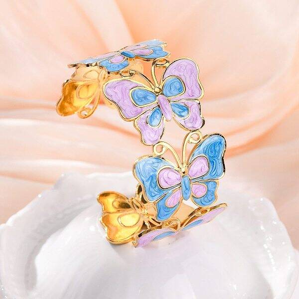 304 Stainless Steel Enamel Cuff Bangles for Women