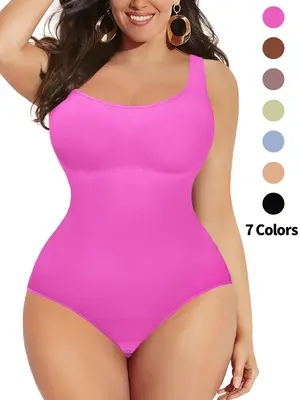 Women's Solid Square Neck Shapewear Bodysuit, Casual Sleeveless Shapewear Bodysuit for Daily Wear, Women's Shapewear Clothing...