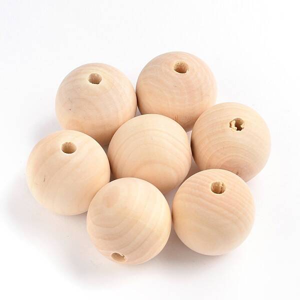 Round Unfinished Wood Beads